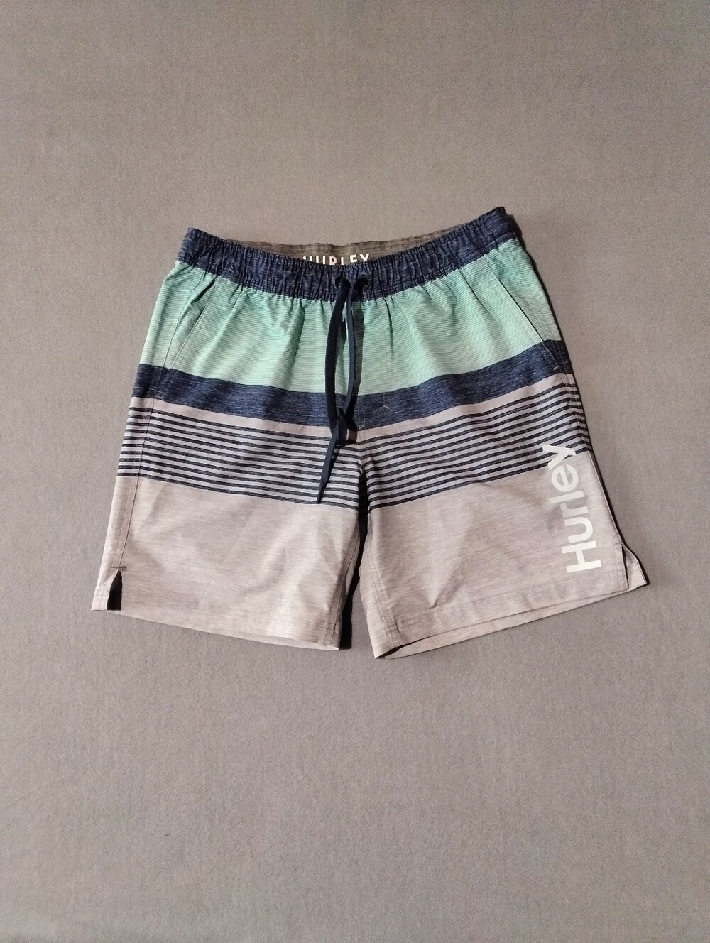 Hurley Swim Volley Shorts Lightweight Compression Lining Mens Large Blue Grey